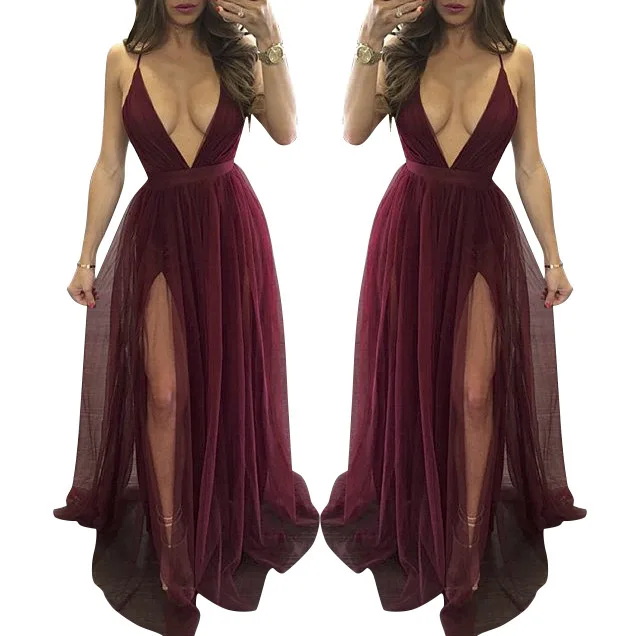 Европейский стиль сексуальное платье без бретелек с глубоким v образным вырезом