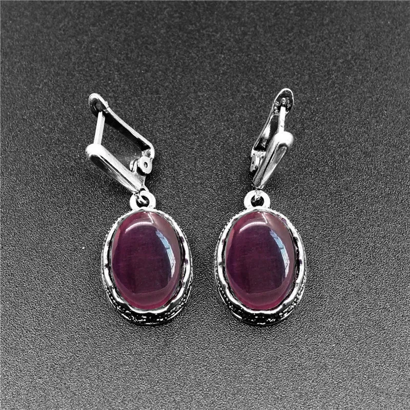 Цинковый сплав Овальный Опал комплект ювелирных изделий Цепочки и ожерелья