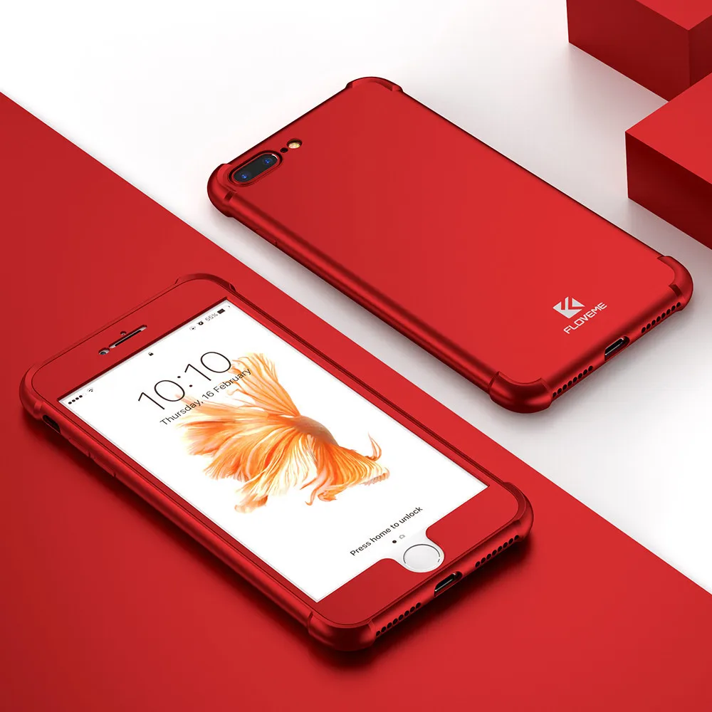 FLOVEME 360 градусов полный защитный чехол для iphone 6 6s Plus Матовый Мягкий Силиконовый