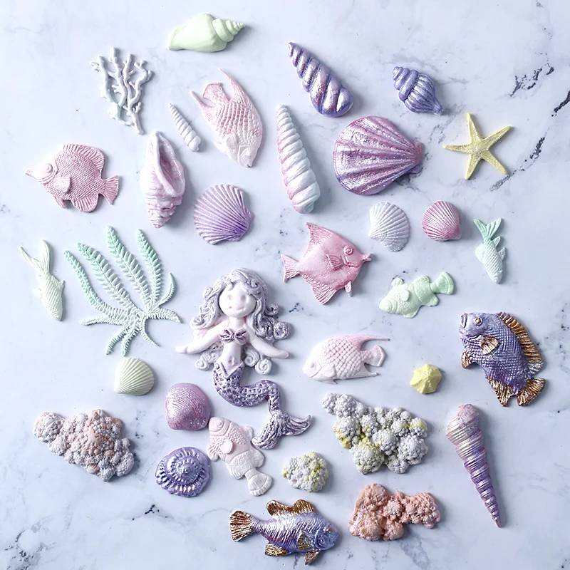 Новый 3D Русалка океан серии силикагель поворот сахара плесень для