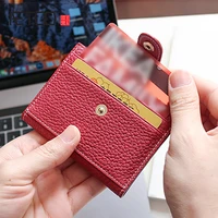 aetoo head cowhide buckle card bag lady leather drivers license mini cute small card set coin wallet