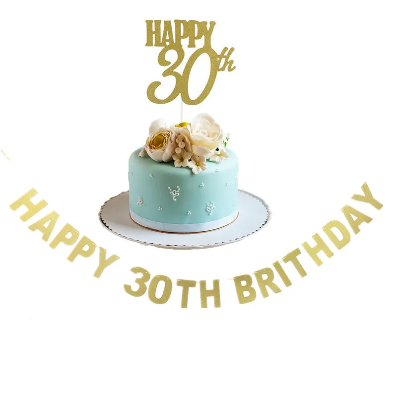 2019 популярный золотой/черный/Серебряный Блестящий баннер на день рождения 30 лет