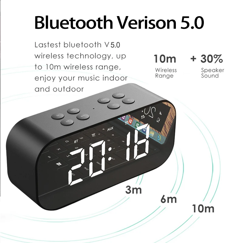 Портативный беспроводной аудио приемник мини динамик s светодиодный зеркальный