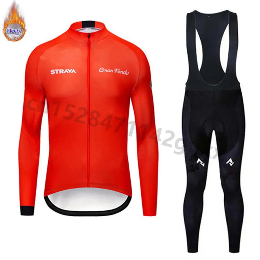 STRAVA велосипедная майка мужская pro team зимний теплый флисовый комплект с длинным рукавом MTB велосипедная Одежда Майо Ropa Ciclismo Hombre - Цвет: 2