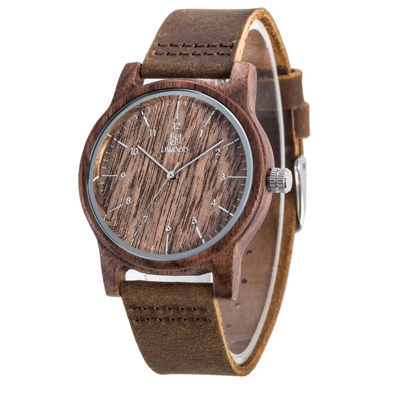 Повседневные мужские деревянные часы кварцевые наручные Ретро студенческий