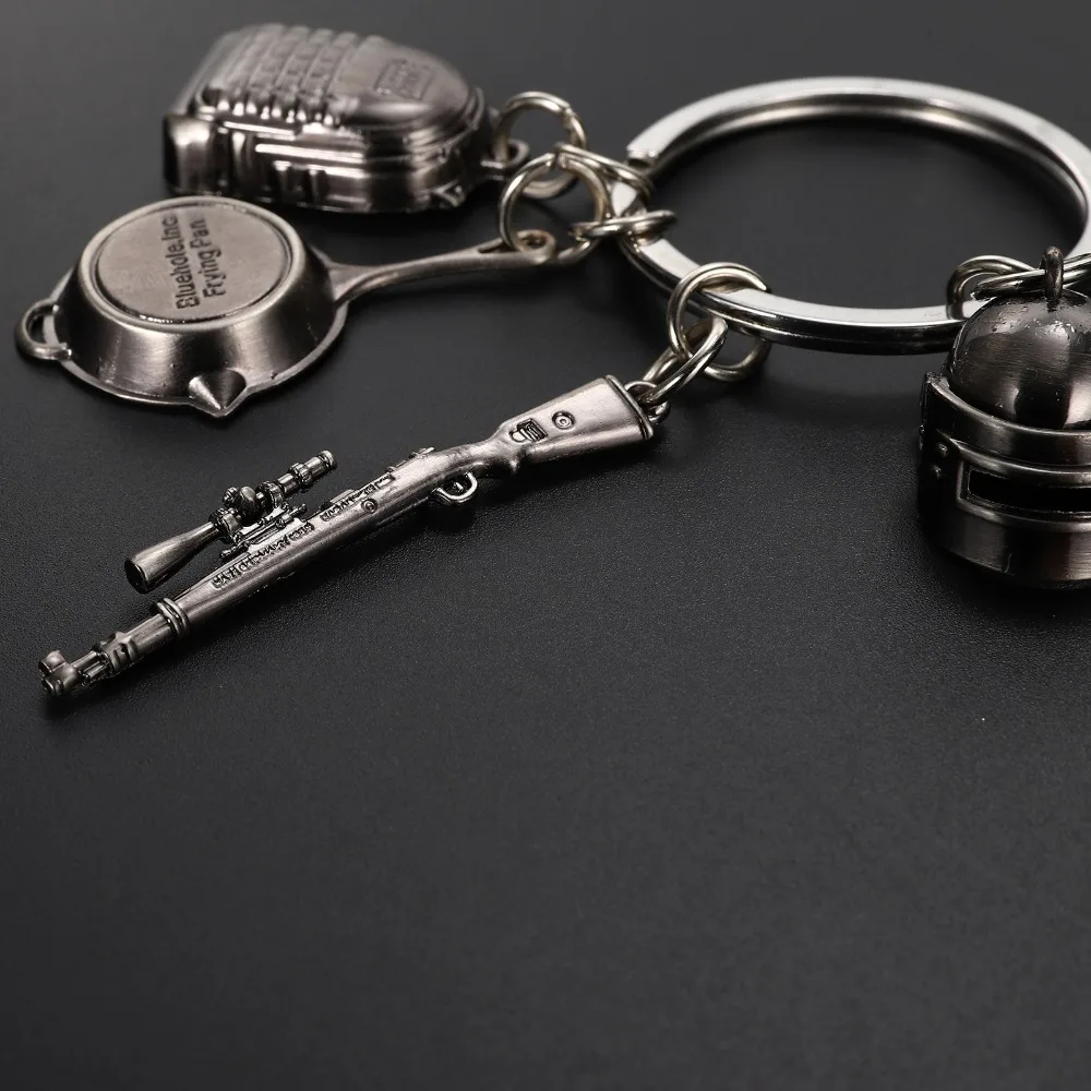 100pcs Fashion MiNi Key Chains Game PUBG Level 3 Helmet Backpack Saucepan Keychain Playerunknown Battlefield Cosplay Props | Украшения и