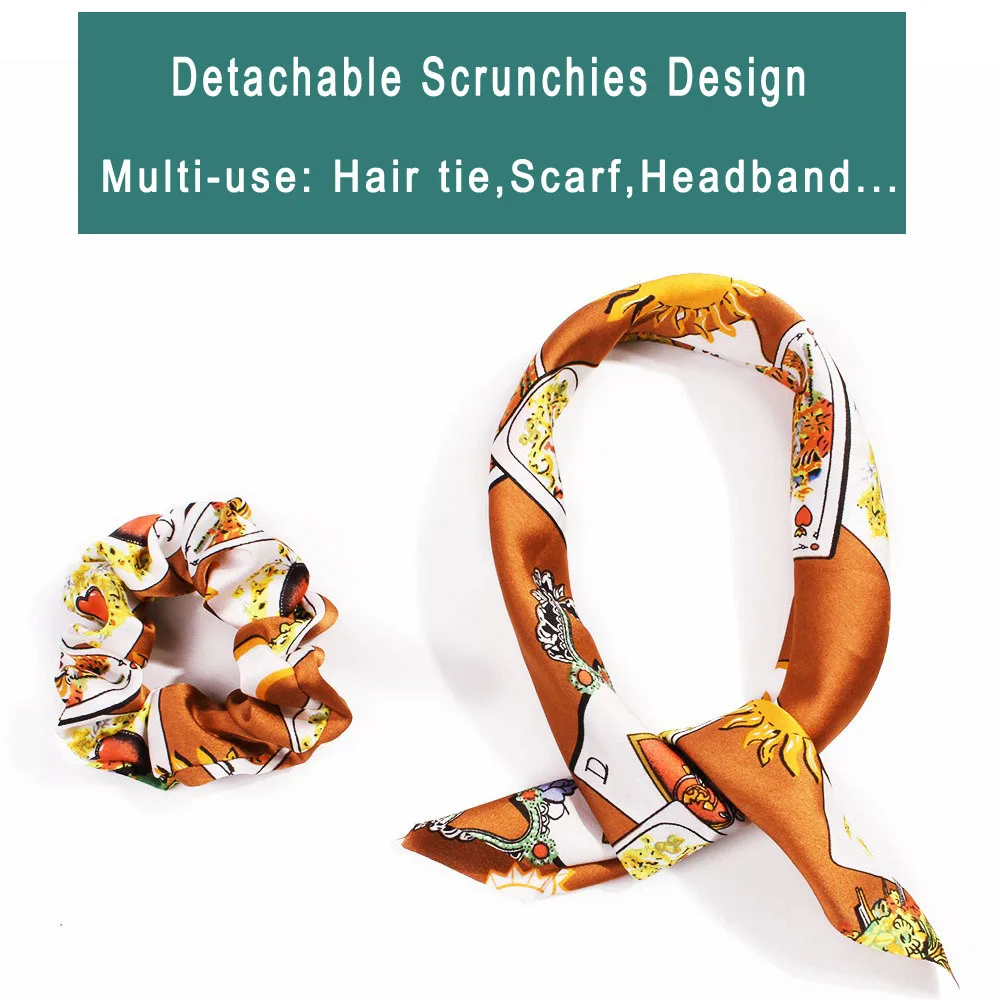 Женская резинка для волос FASACC с цветочным рисунком в виде покера атласная