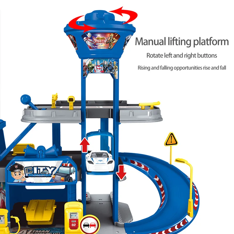 3D City Police Station Railway Alloy Car Play Engineering Fire Truck Track Car DIY Model Building Kits Assembly toys for kids