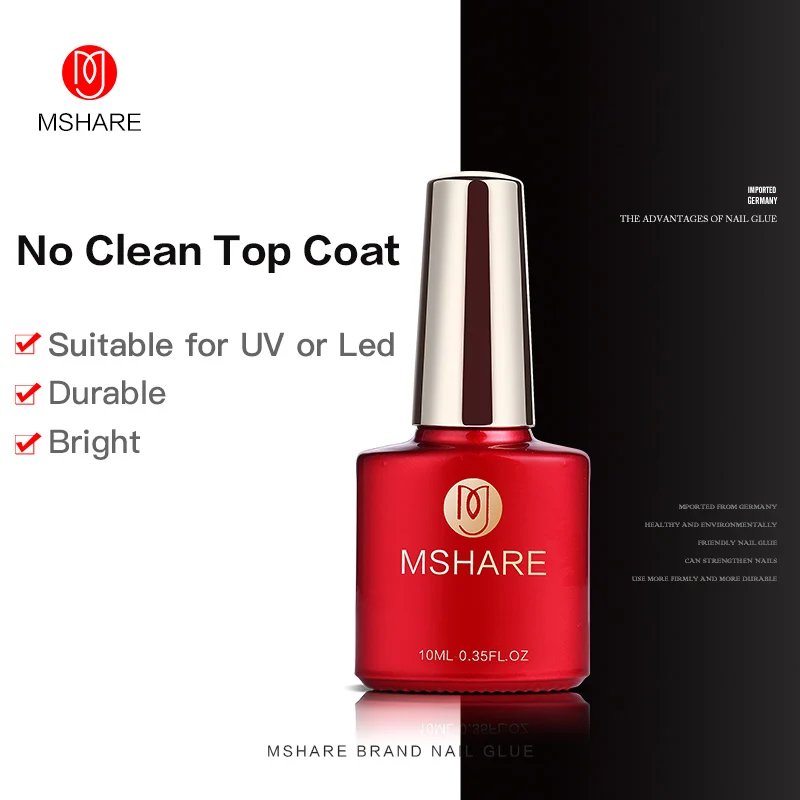 10 мл mshare Укрепляющий гель очистки/No Чистый верхний слой базовый UV для ногтей