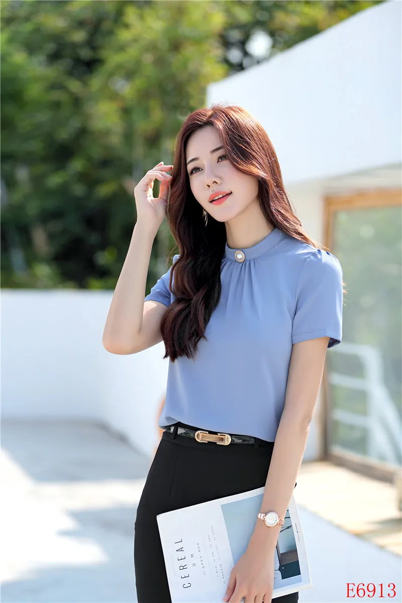 Летние женские блузки и топы синяя юбка с коротким рукавом блузка комплекты