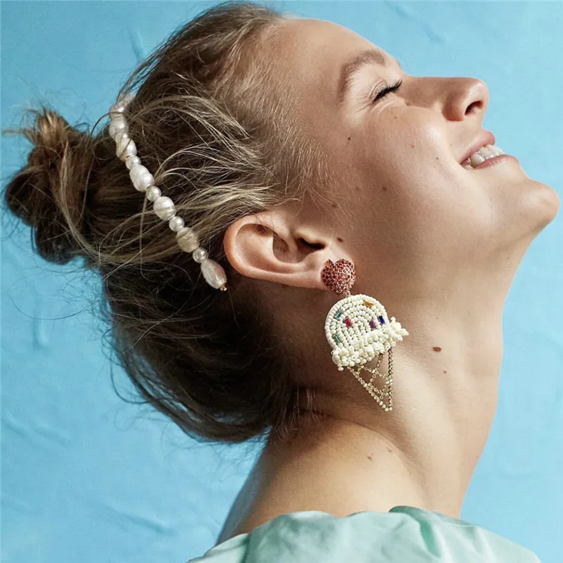 JURAN Ice Cream Earrings for Women Girls Party Drop Earrings Summer INS Trendy Drop Earrings Statement Wedding Jewelry