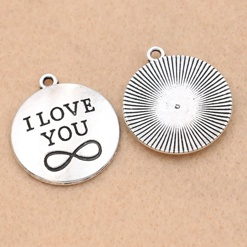 Kjjeel античный посеребренный кулон с подвеской I Love You Infinity Sunshine подходит для браслетов аксессуары для изготовления ювелирных изделий DIY 25 мм
