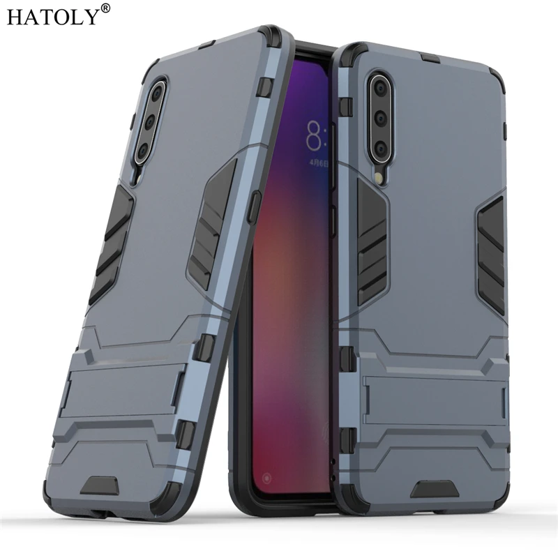 Чехол для Xiaomi Mi 9 противоударный бампер из ТПУ держатель-подставка робота жесткая