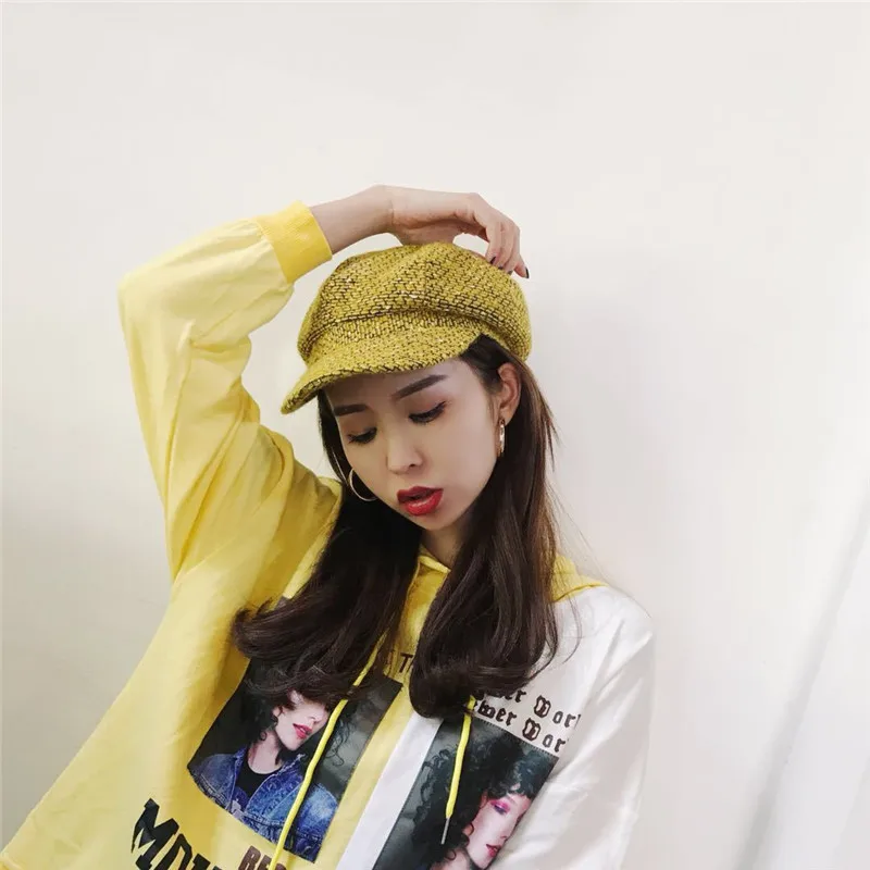 Brand New Wool Women Beret Autumn Winter Octagonal Cap Hats Solid Color Stylish Female Artist Painter Caps Lady | Аксессуары для