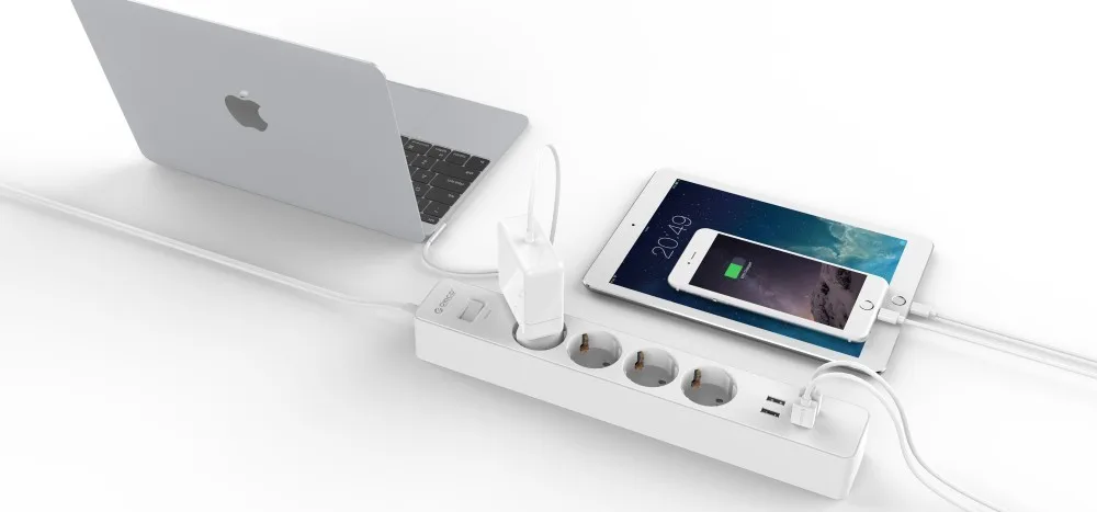 ORICO Smart power Strip розетки EU Plug 5V2. 4A переключатель перегрузки стабилизатор напряжения 4 выхода 4 порта USB зарядное устройство 1,8 м удлинитель