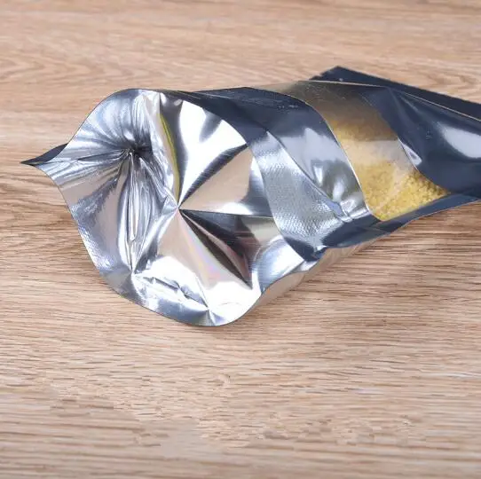 100pcs Stand up Glossy Aluminum Foil Window Ziplock Bag Shinny Party Wedding Packaging Pouch Snack Coffee | Дом и сад