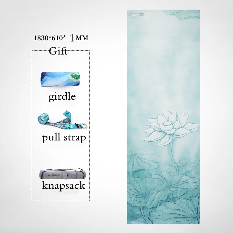 Бархатная кожа фитнес-коврик Натуральный каучук расширение и утолщение йога коврик цветной печати 1 мм йога коврик
