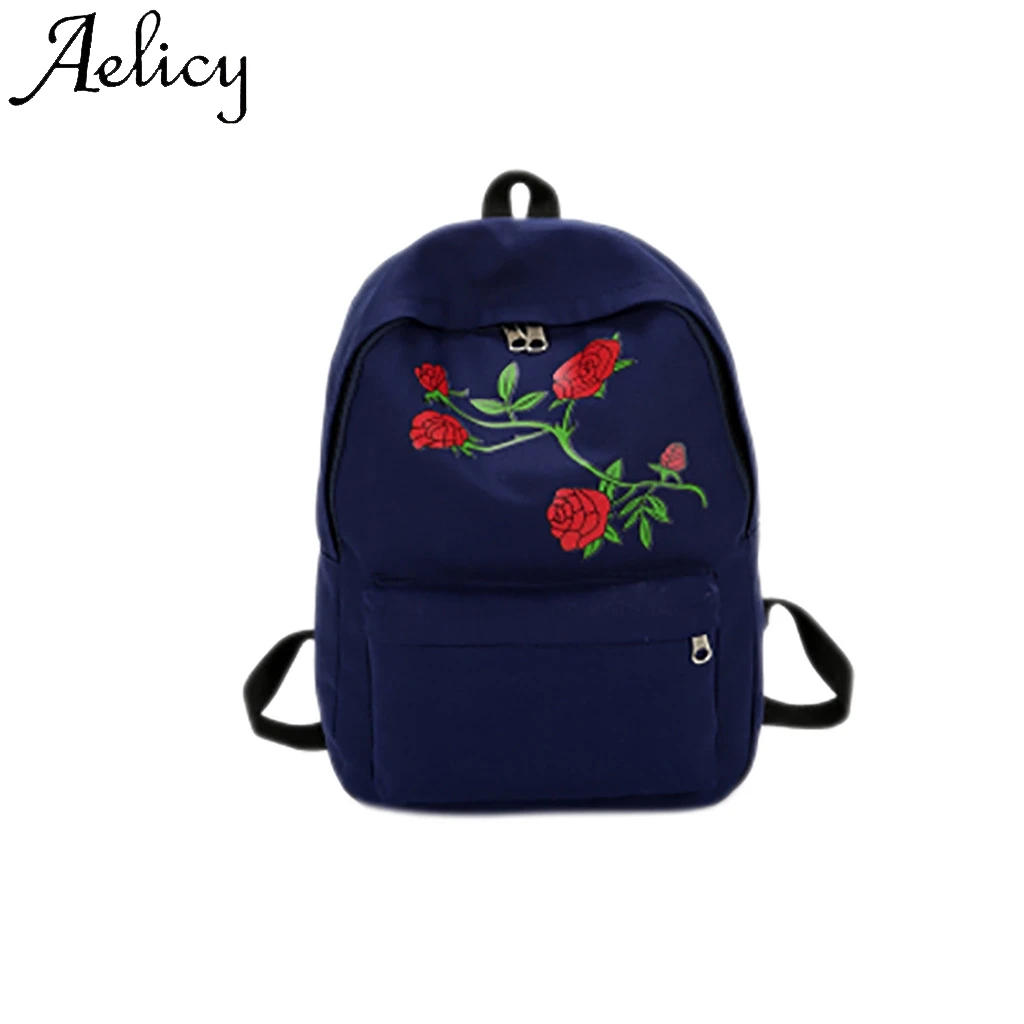 Aelicy женская школьная сумка с вышивкой розы дорожная Студенческая клапаном