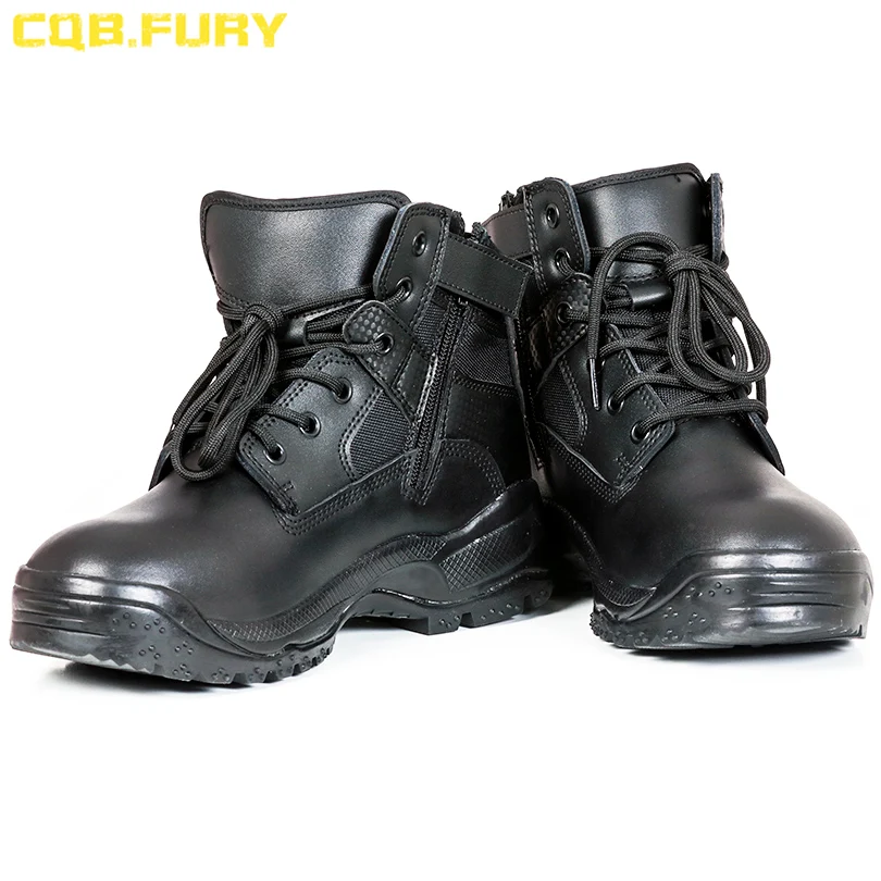 CQB. FURY/мужские армейские ботинки из спилка черные тактические кожаные на молнии с