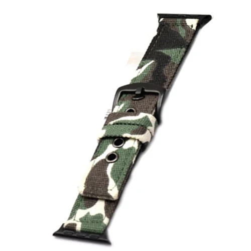 green Black buckle Спортивный нейлоновый ремешок для apple watch 4 band 44 мм 40 мм correa iwatch series 3 2 1 42 мм 38 мм Камуфляжный холст браслет ремень - Цвет ремешка: green Black buckle