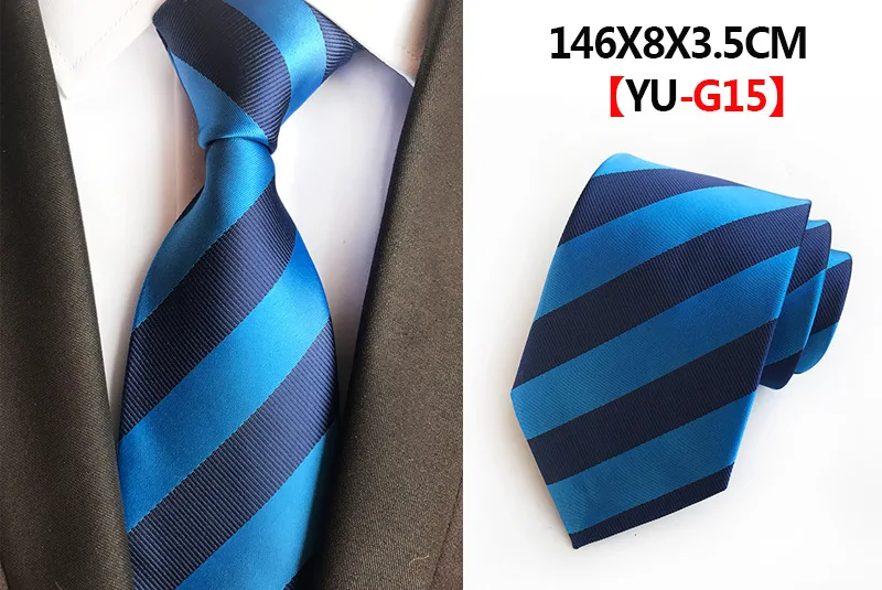 Classic 8cm Formal Tie Black Bule Striped Plaid Jacquard Necktie For Men Business Wedding Neckwear Gift Accessories Ties Gravata - Цвет: A15