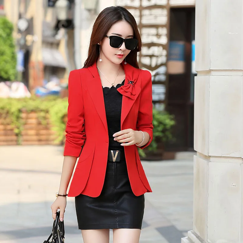 Женский костюм в Корейском стиле Новый Повседневный блейзер с бантом тонкая