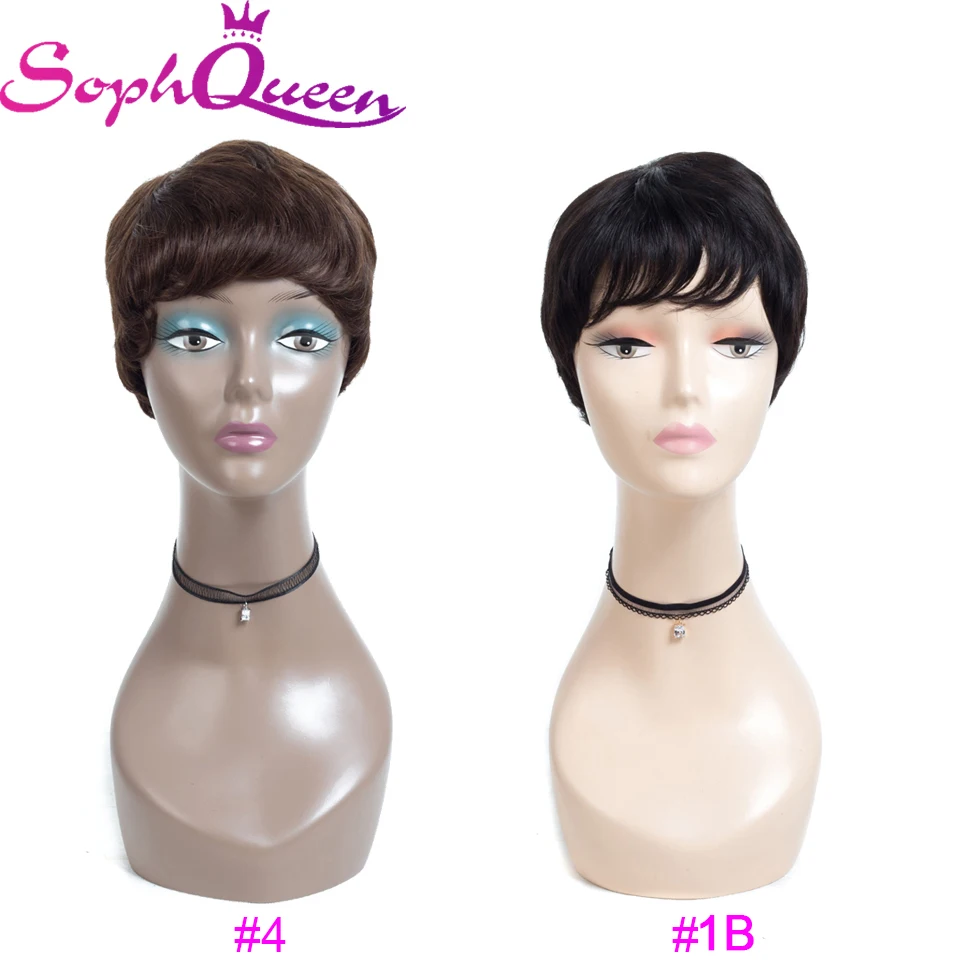 Soph queen#4 цвета короткие парики из человеческих волос для черных женщин бразильские не-Реми волосы короткие боб парик естественная волна 61 г без запаха H. ANNA
