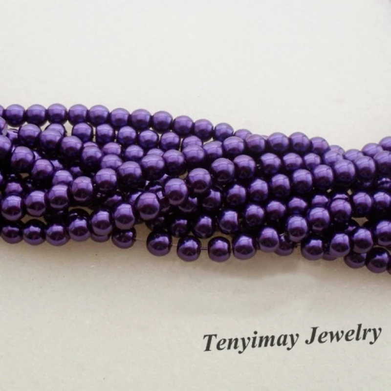 Опт 6 мм имитация жемчуга из Глубокого Фиолетового Стекла дешевый аксессуар