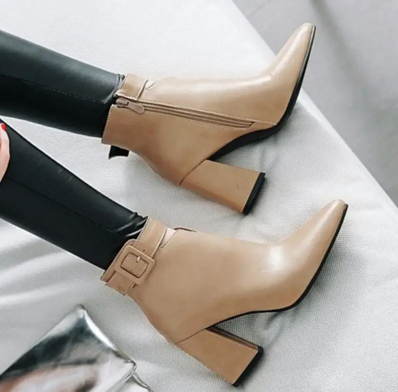 Sapato Feminino/женские ботильоны Женские туфли-лодочки на высоком массивном каблуке