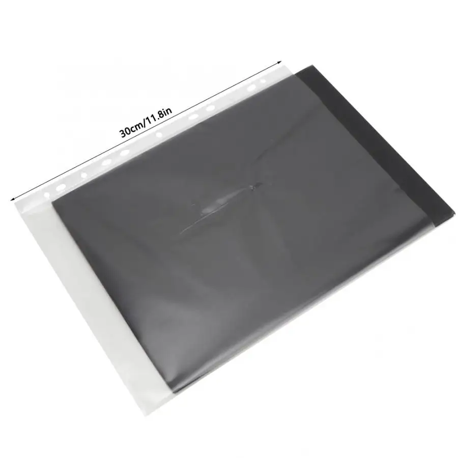 100 Pcs A4 Transparent 11 Hole Thick Office Paper Storage Cover Loose Leaf File Protect Bag