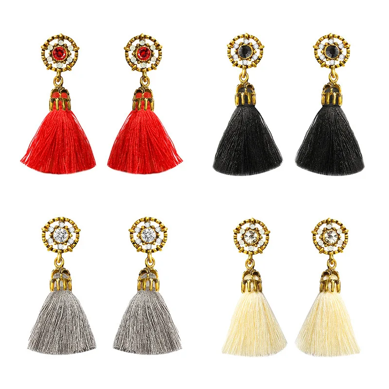 Женские серьги с кисточками 4 цветов в богемном стиле | Украшения и аксессуары