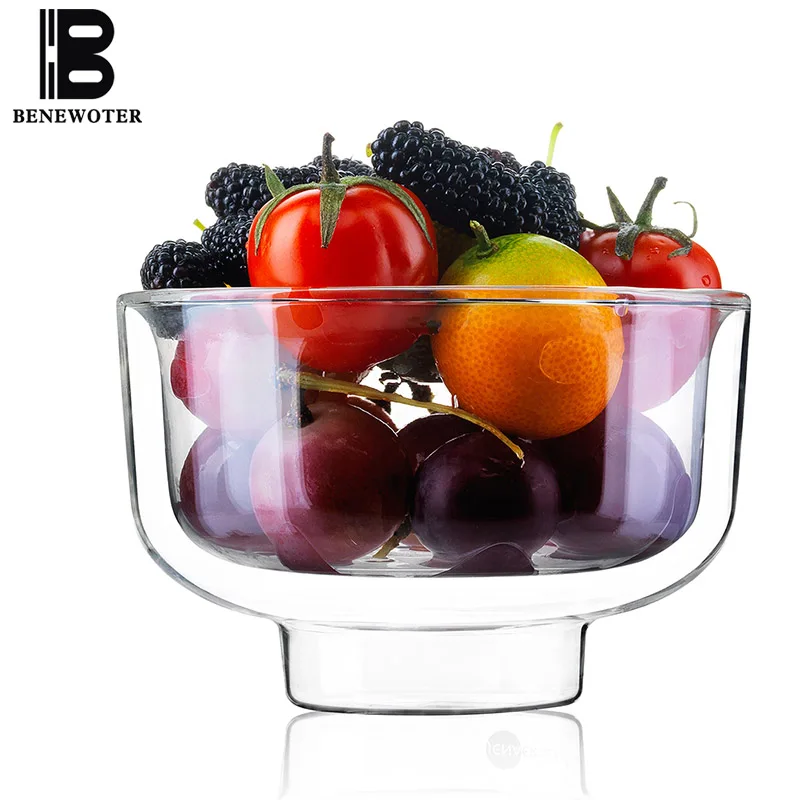 Термостойкая двухслойная стеклянная чаша 480 мл|fruit salad bowl|salad bowlglass bowl |