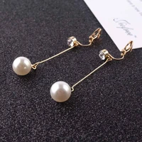 korea style fashion cute ear wire clip earrings non piercing female models long pearl no ear hole jewelry women earrings