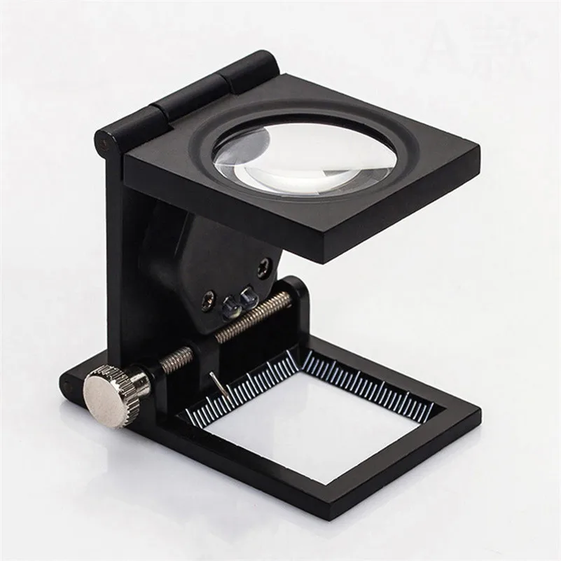 1 шт. черное 10X складывающееся увеличительное стекло портативное 2 светодиодных