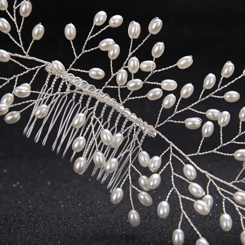 1 Pcs Bridal Handmade Pearl Hair Comb Hairpin Wedding Prom Barrettes Hair Ornaments WomenHair Accessories