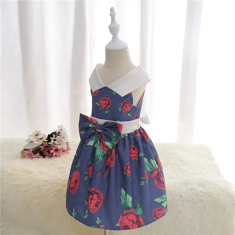 Платье для девочек Лето 2017 с цветочным рисунком без рукавов Стиль Цветочный
