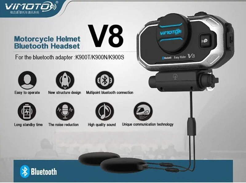 Английская версия Vimoto V8 мотоцикл BT домофон мотоциклетный Bluetooth шлем домофон гарнитура для сотового телефона gps 2 способа радио