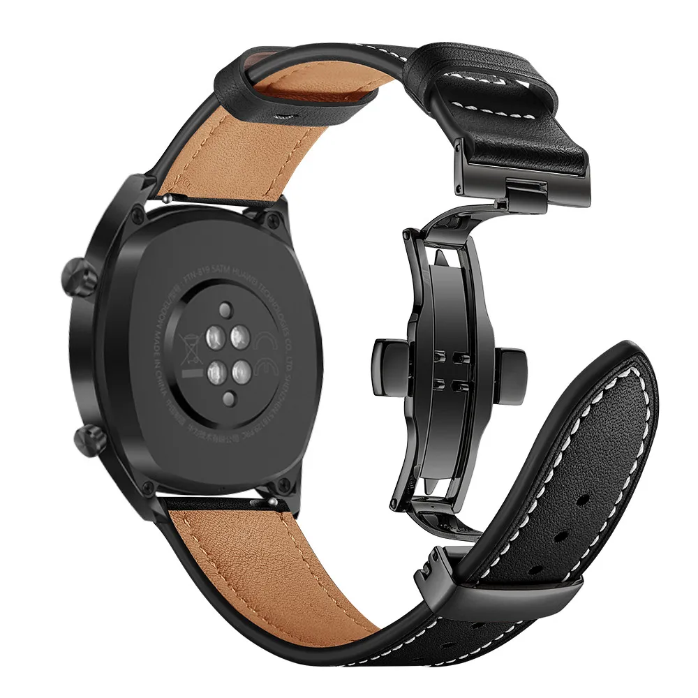 Кожаный ремешок для часов huawei GT для samsung Galaxy Watch active 46 мм gear S3 correa amazfit ремешок Bip 22 мм Браслет Бабочка Пряжка