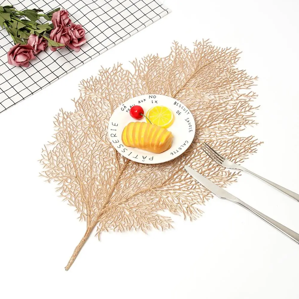 1Pcs Large Coral Branch Table Pad Lotus Leaf Drink Coaster Non-Slip Cup Dish Mat PVC Placemat For Dining Decoration | Дом и сад