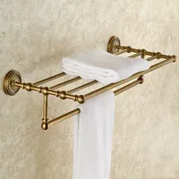 Antique Brass Bathroom Wall Mounted Towel Rail Holder Shelf Storage Rack Double Towel Rails Bars KD631