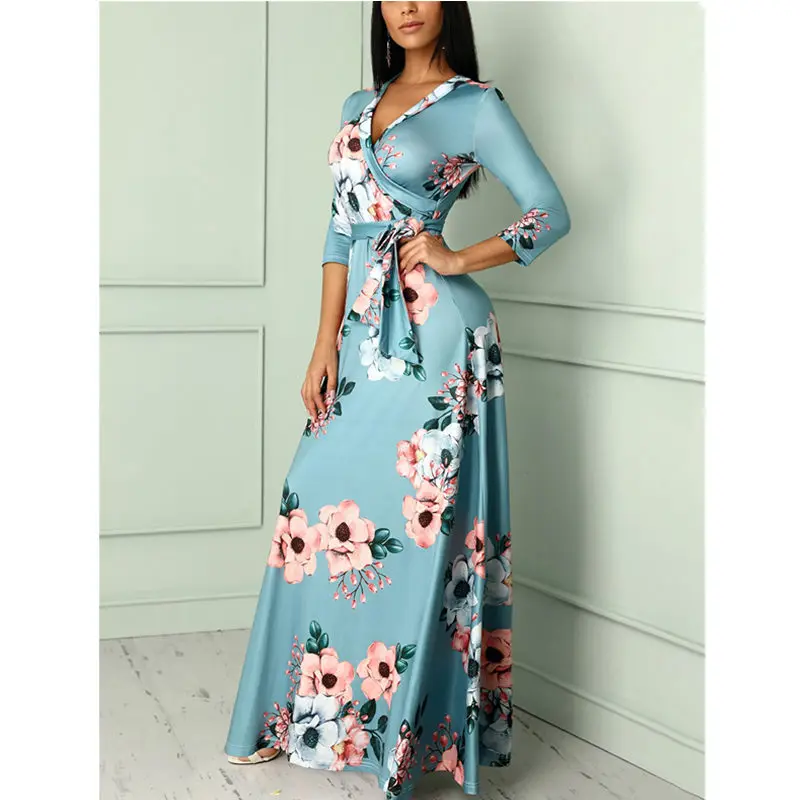 Женское летнее длинное платье-макси с цветочным принтом в стиле бохо | Женская