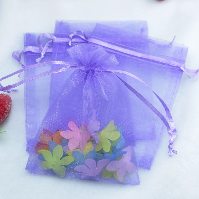 

25x35cm (9.8"x13.7") 100pcs Purple Large Drawstring Christmas Organza Gift Bags Jewelry Packing Pouch Sweet Organza Bags