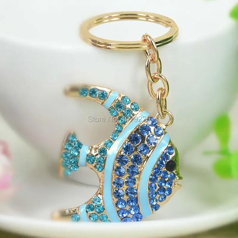 Модный брелок в виде синей рыбы подвеска для автомобильных ключей цепочка