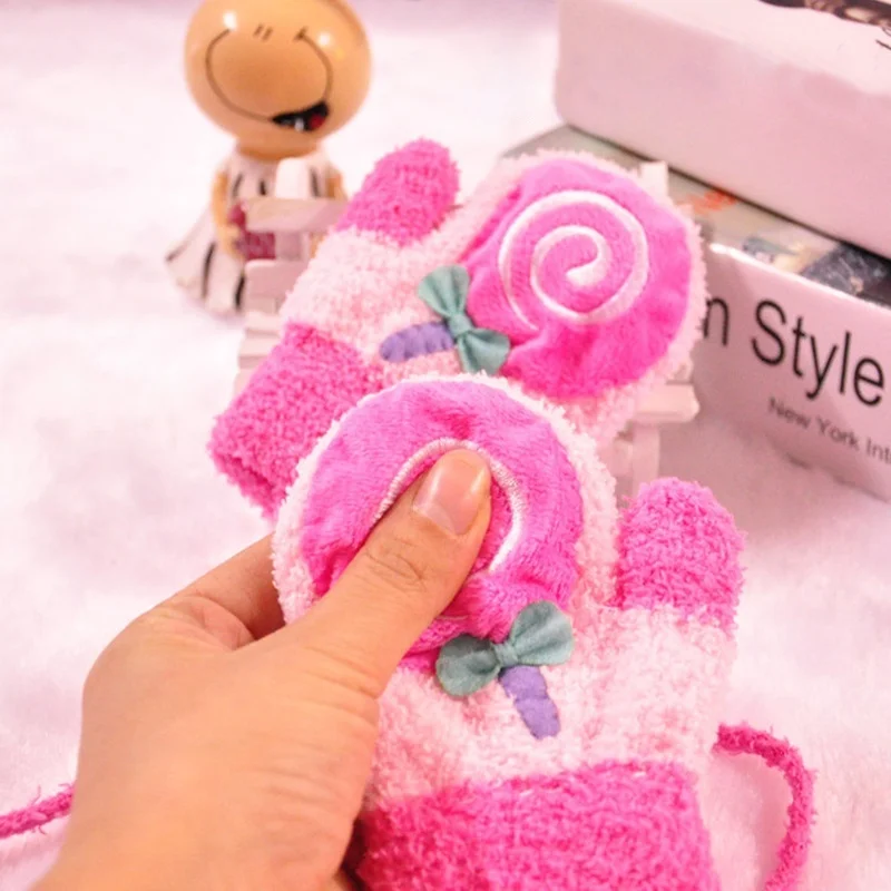 1Pair Hot Sale Cute Cartoon Thicken Warm Fleece Infant Baby Boys Girls Winter Gloves Newborn Mittens for 0-12 Month | Детская одежда и
