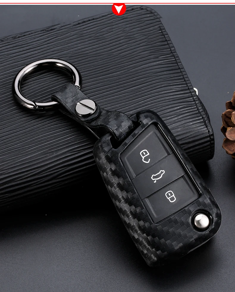 Чехол для ключей из углеродного волокна силикагель для VW Polo Golf 7 Tiguan для Skoda Octavia Kodiaq Ateca Karoq для SEAT Leon2015