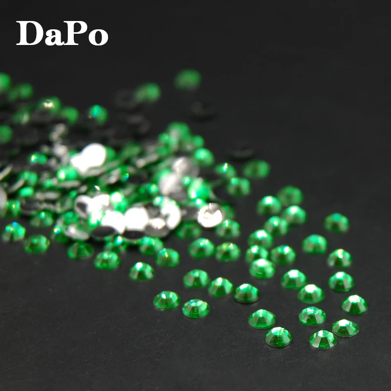 Зеленый циркон Цвет ногтей плоская задняя часть стразы круглой формы для дизайна