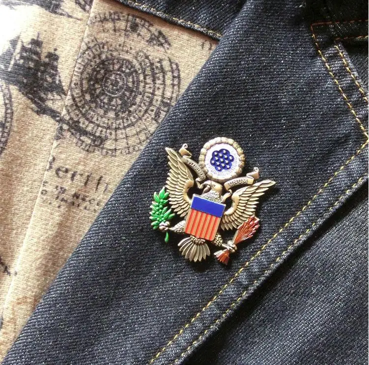 Роскошный знак в виде флага США орла мотоцикла клуба брошки для байкеров одежда