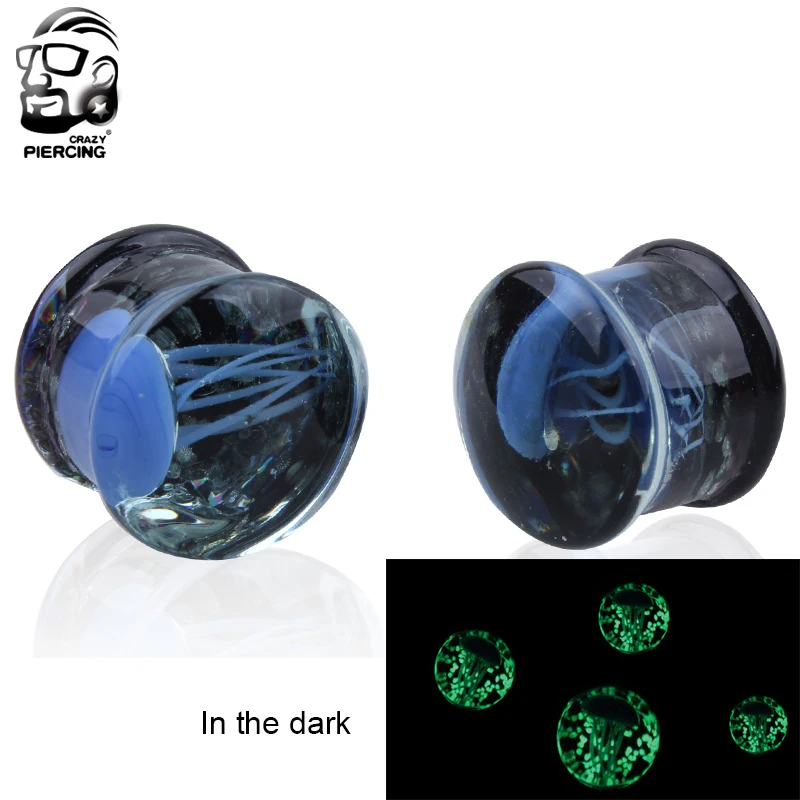 Серьги вкладыши из стекла светится в темноте|ear plugs earings|body jewbody piercing jewelry |