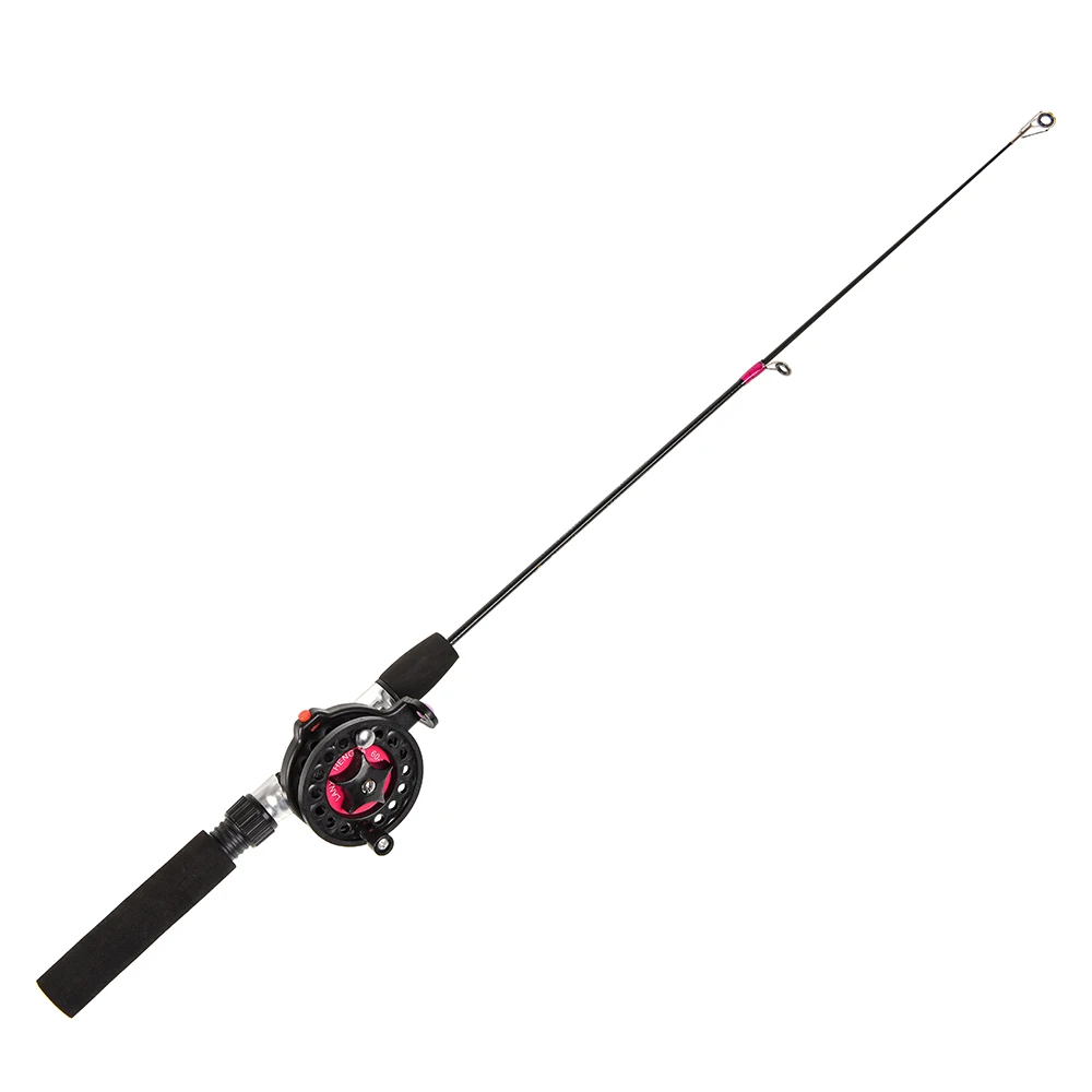 Telescoping Ice Fishing Rod Reel Set Mini Pole Winter Ultralight Ice Fishing Reel with Rod 4 Type for Carp Fishing Tackle Pesca - Цвет: Черный