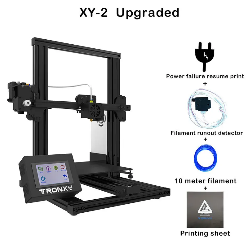 XY-2 Upgraded Tronxy XY-2 быстрая сборка металлический 3d принтер 220*220*260 мм высокая печать Магнитная Тепловая бумага 3,5 дюймов сенсорный экран - Цвет: XY-2 Upgraded